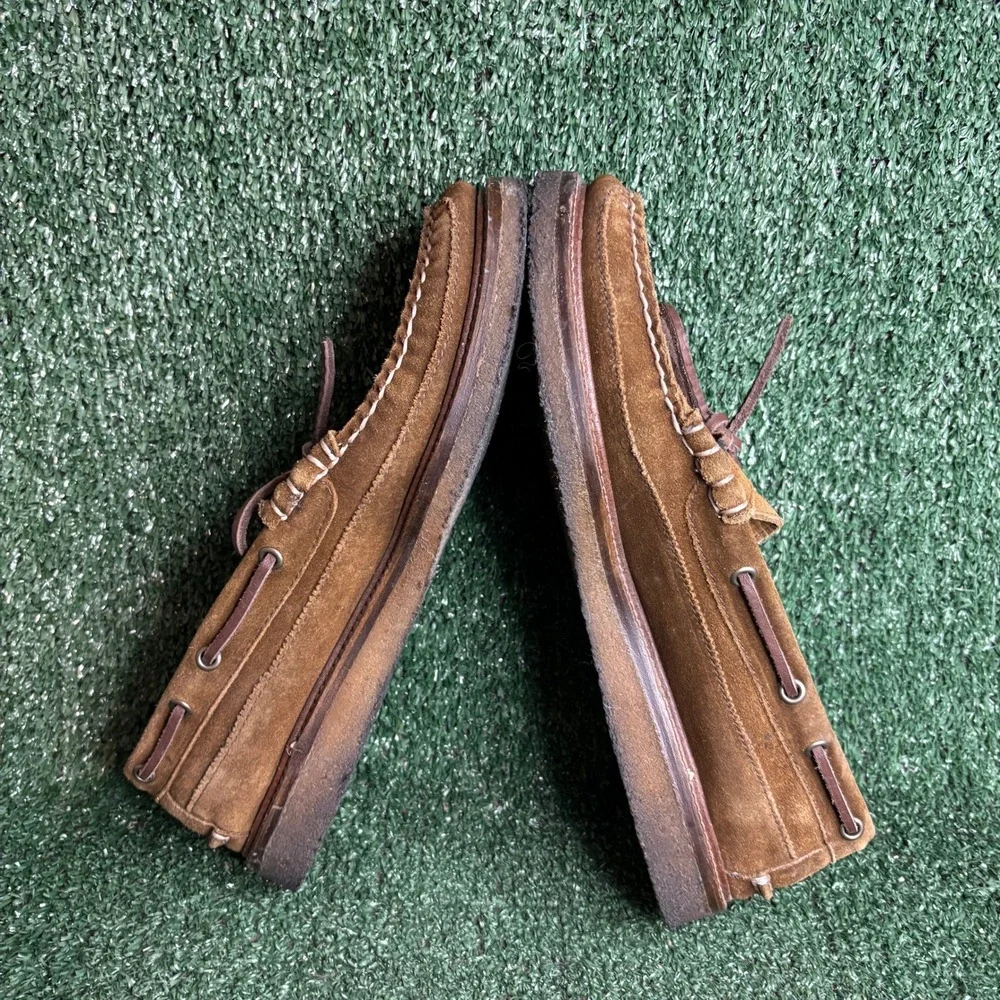 J.Crew Camden Suede Moccasin Crepe Sole Slip On Boat Shoes Brown Mens Size 10.5
